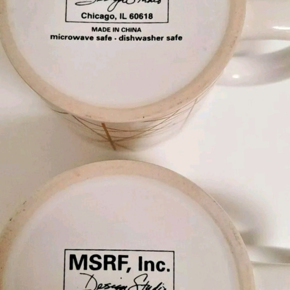 Design Studio Set of 2 White & Gold Geometric Design 8 Oz Mugs by MSRF Co - Picture 6 of 6